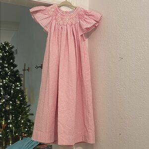 Pink Seersucker Gingham Dress